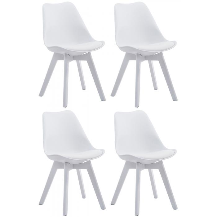 4er Set Besuchersthle HLO-CP2 Wei Kunstleder ~ wei