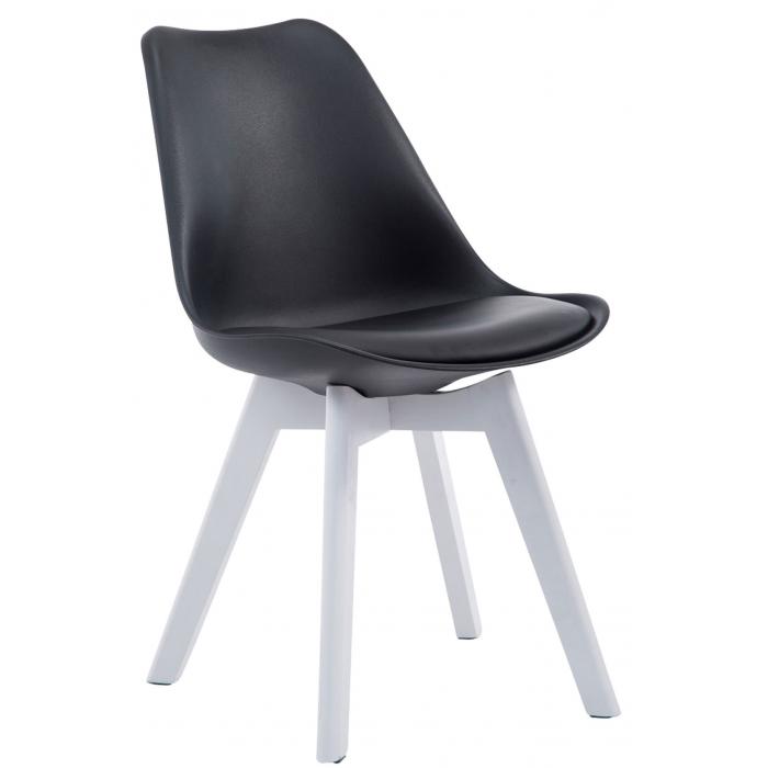 4er Set Besuchersthle HLO-CP2 Wei Kunstleder ~ schwarz