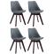 4er Set Besuchersthle HLO-CP2 Walnuss Kunstleder ~ grau