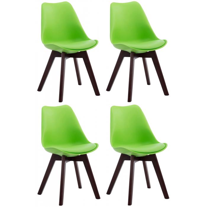4er Set Besuchersthle HLO-CP2 Walnuss Kunstleder ~ grn