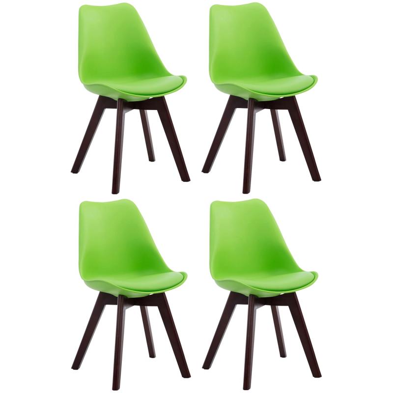 4er Set Besuchersthle HLO-CP2 Walnuss Kunstleder ~ grn