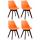 4er Set Besuchersthle HLO-CP2 Walnuss Kunstleder ~ orange