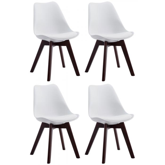 4er Set Besuchersthle HLO-CP2 Walnuss Kunstleder ~ wei