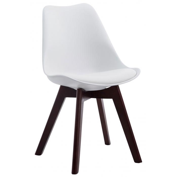 4er Set Besuchersthle HLO-CP2 Walnuss Kunstleder ~ wei