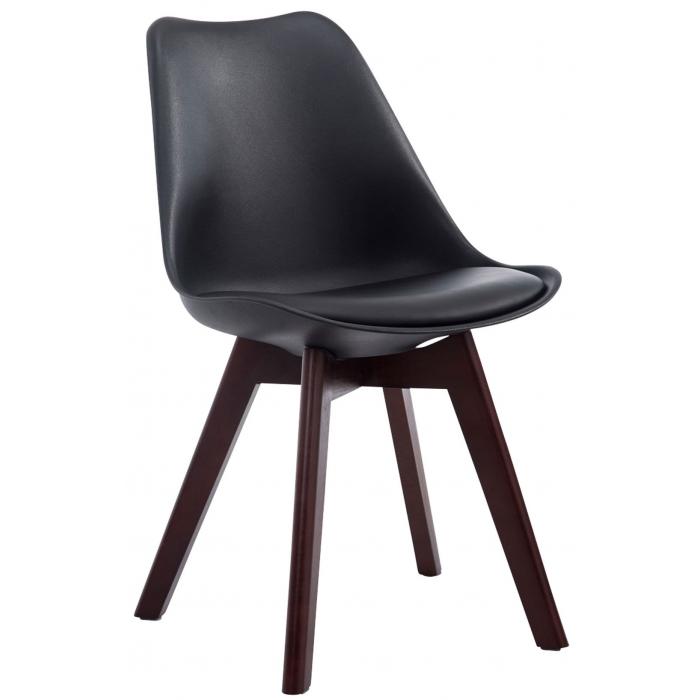 4er Set Besuchersthle HLO-CP2 Walnuss Kunstleder ~ schwarz