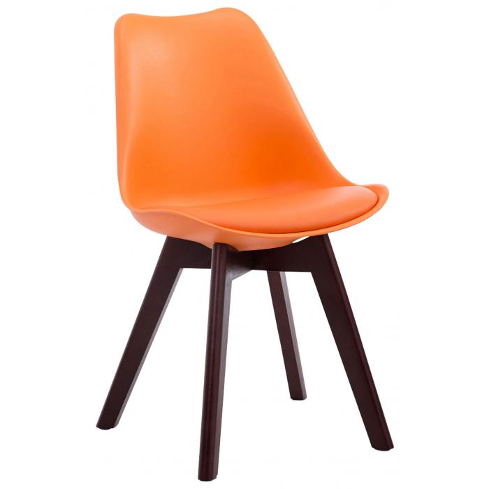 4er Set Besuchersthle HLO-CP2 Walnuss Kunstleder ~ orange