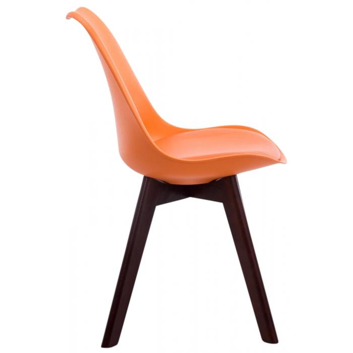 4er Set Besuchersthle HLO-CP2 Walnuss Kunstleder ~ orange