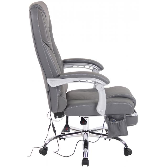 Brostuhl HLO-CP67 Echtleder mit Massagefunktion ~ grau