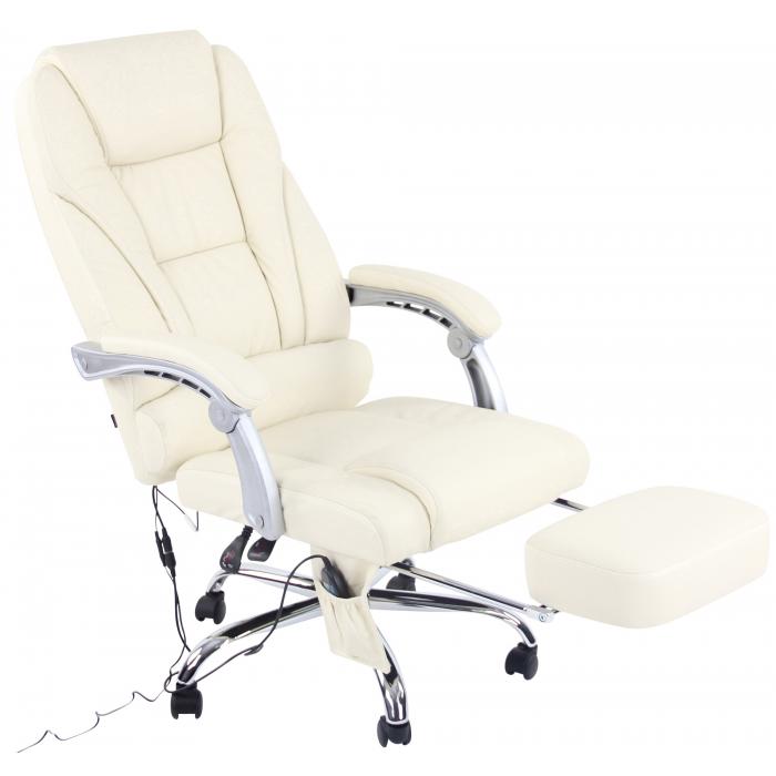 Brostuhl HLO-CP67 Echtleder mit Massagefunktion ~ creme