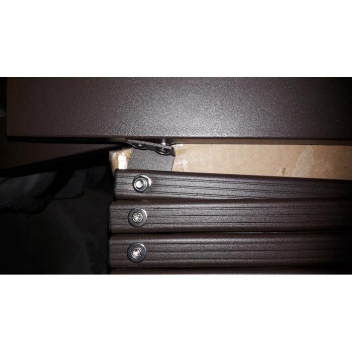 Defekte Ware (Nieten reien SK4) | Alu Absperrgitter HWC-K56, Zaun, ausziehbar schwenkbar Stahl 103x31-200x31cm, braun