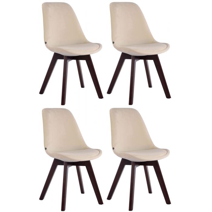 4er Set Besuchersthle HLO-CP2 Samt walnuss ~ creme
