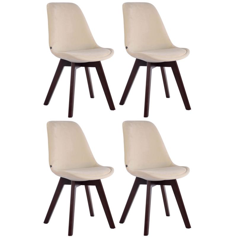 4er Set Besuchersthle HLO-CP2 Samt walnuss ~ creme