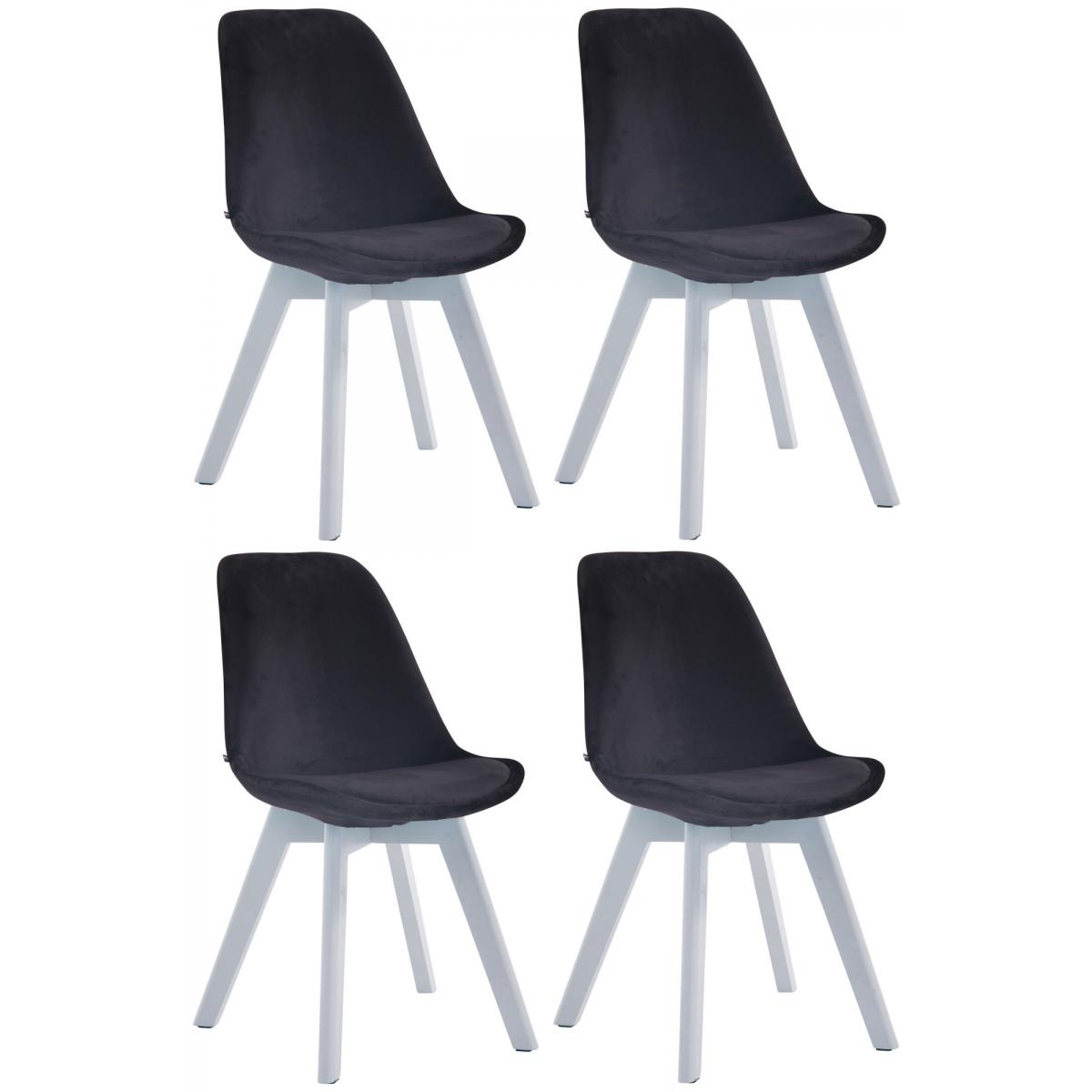 4er Set Besuchersthle HLO-CP2 Samt wei ~ schwarz