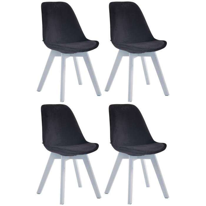 4er Set Besuchersthle HLO-CP2 Samt wei ~ schwarz