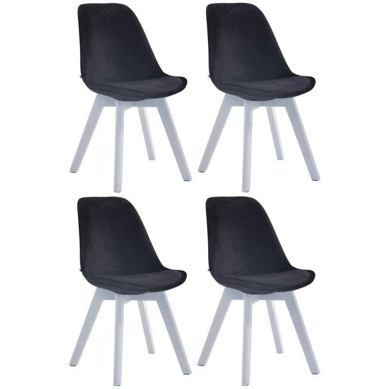 4er Set Besuchersthle HLO-CP2 Samt wei ~ schwarz