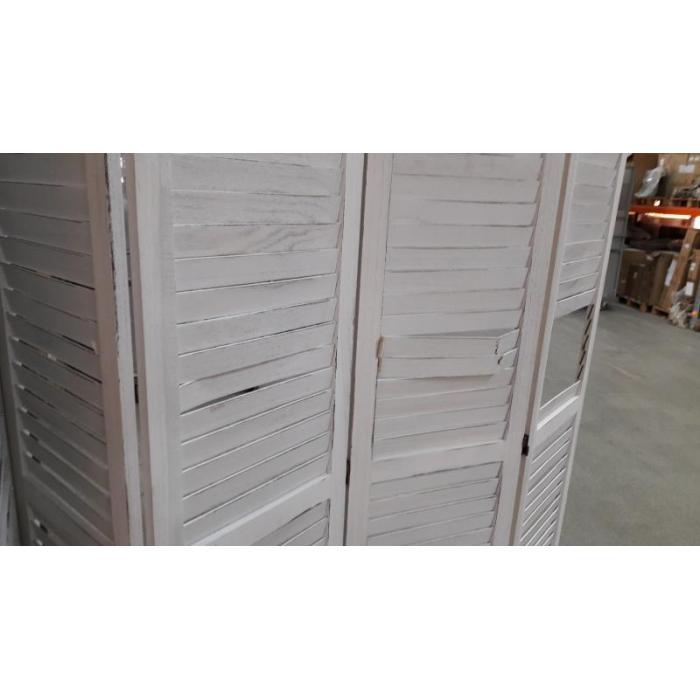 B-Ware (Lamellen gebrochen SK6) | Paravent HWC-G30, Trennwand Sichtschutz Raumteiler, Shabby-Look 170x240cm ~ wei