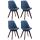 4er Set Besuchersthle HLO-CP2 Walnuss Stoff ~ blau