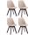 4er Set Besuchersthle HLO-CP2 Walnuss Stoff ~ creme