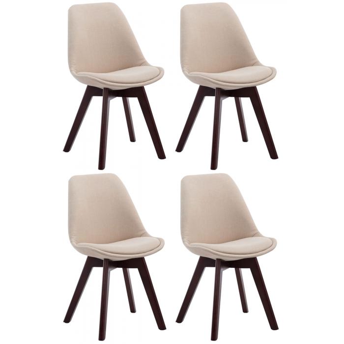 4er Set Besuchersthle HLO-CP2 Walnuss Stoff ~ creme