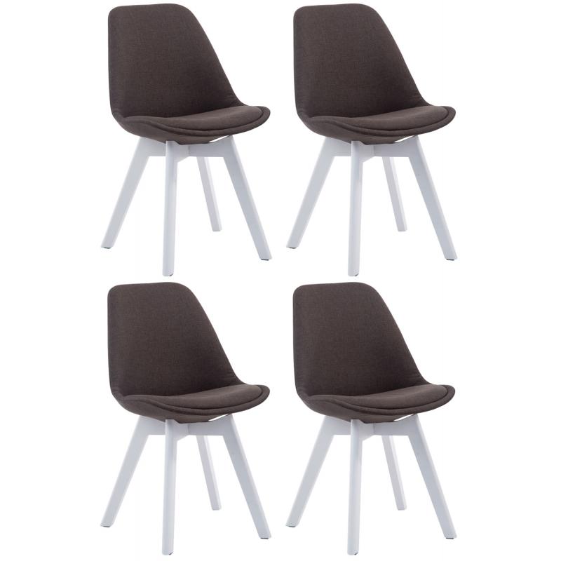 4er Set Besuchersthle HLO-CP2 Wei Stoff ~ dunkelgrau