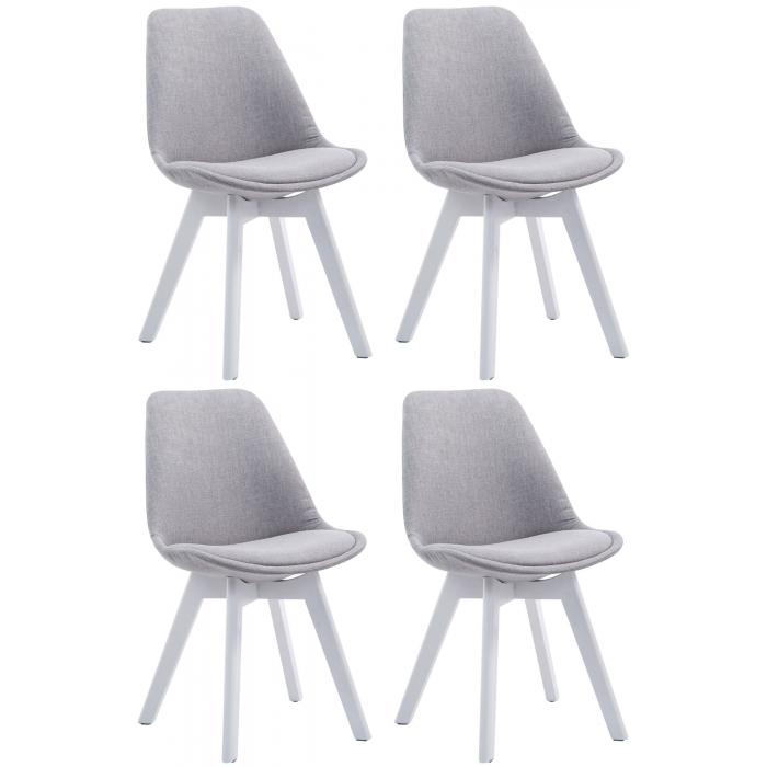 4er Set Besuchersthle HLO-CP2 Wei Stoff ~ grau