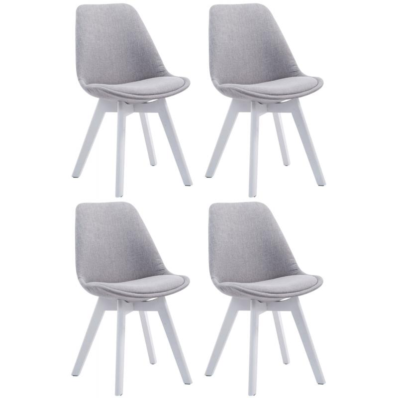 4er Set Besuchersthle HLO-CP2 Wei Stoff ~ grau