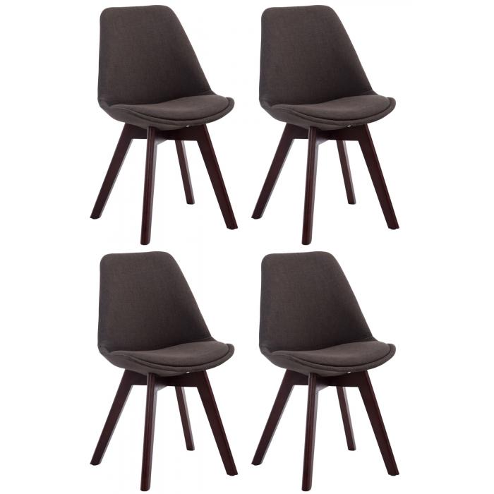 4er Set Besuchersthle HLO-CP2 Walnuss Stoff ~ dunkelgrau