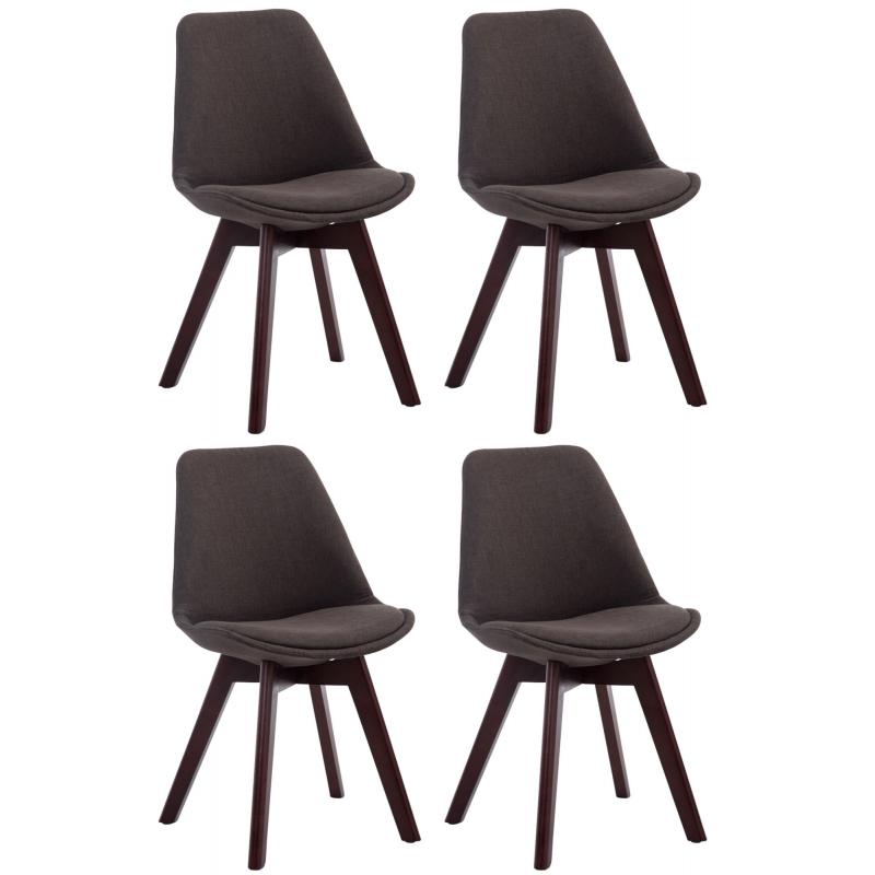 4er Set Besuchersthle HLO-CP2 Walnuss Stoff ~ dunkelgrau
