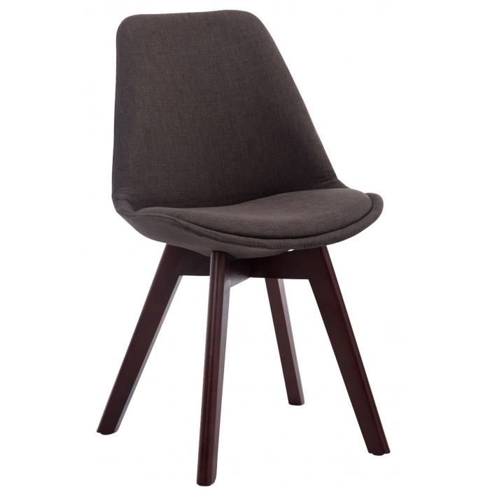 4er Set Besuchersthle HLO-CP2 Walnuss Stoff ~ dunkelgrau