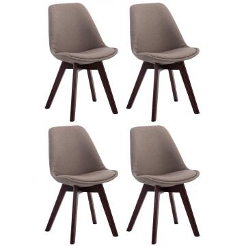 4er Set Besuchersthle HLO-CP2 Walnuss Stoff ~ taupe