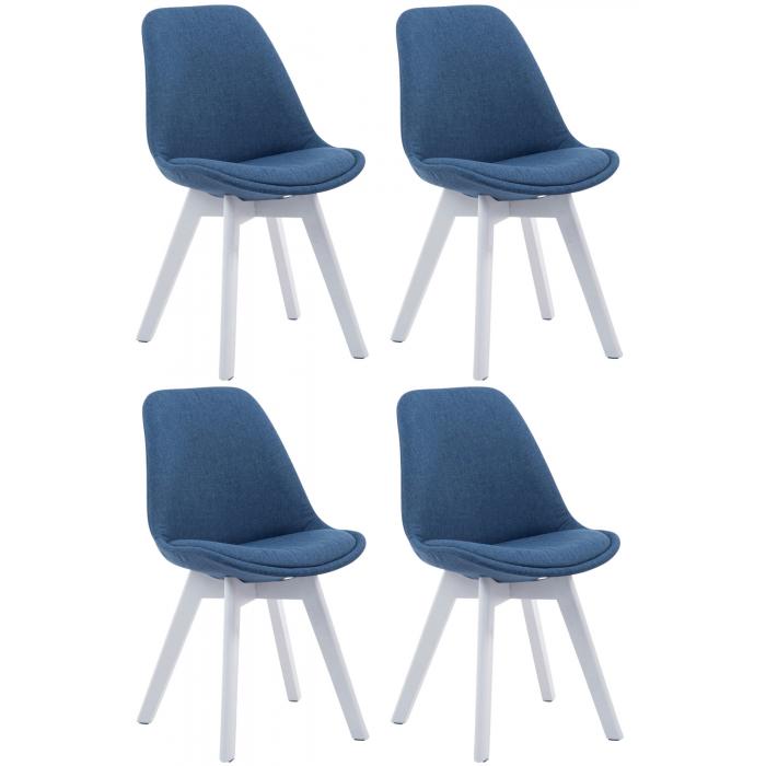 4er Set Besuchersthle HLO-CP2 Wei Stoff ~ blau