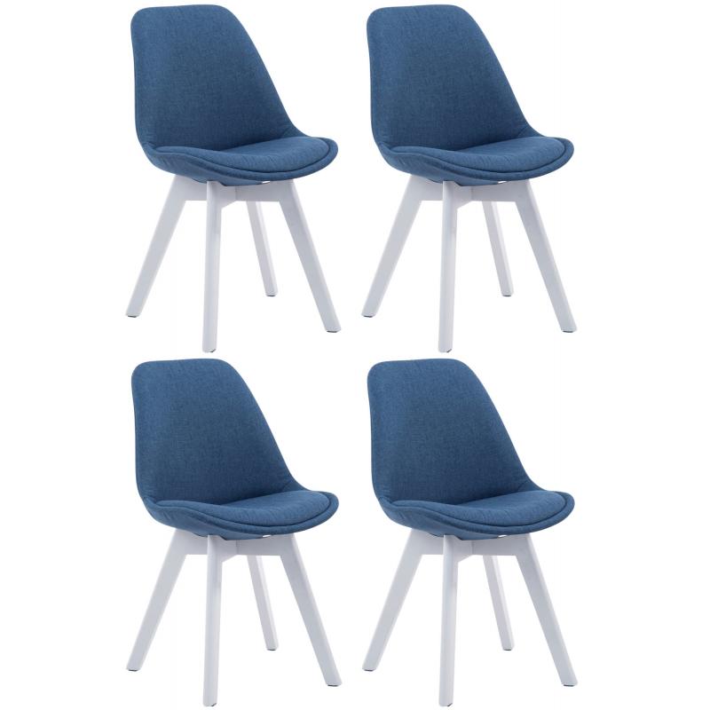 4er Set Besuchersthle HLO-CP2 Wei Stoff ~ blau