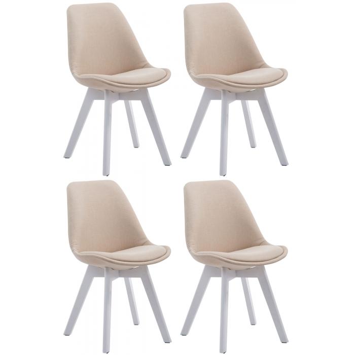 4er Set Besuchersthle HLO-CP2 Wei Stoff ~ creme