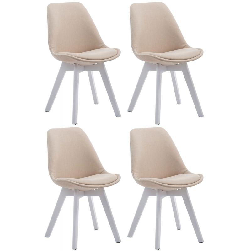 4er Set Besuchersthle HLO-CP2 Wei Stoff ~ creme