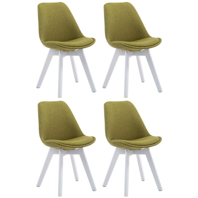 4er Set Besuchersthle HLO-CP2 Wei Stoff ~ grn