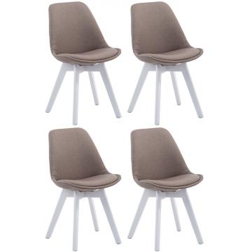 4er Set Besuchersthle HLO-CP2 Wei Stoff ~ taupe