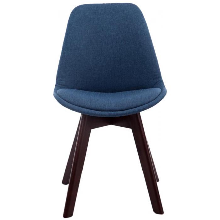 4er Set Besuchersthle HLO-CP2 Walnuss Stoff ~ blau