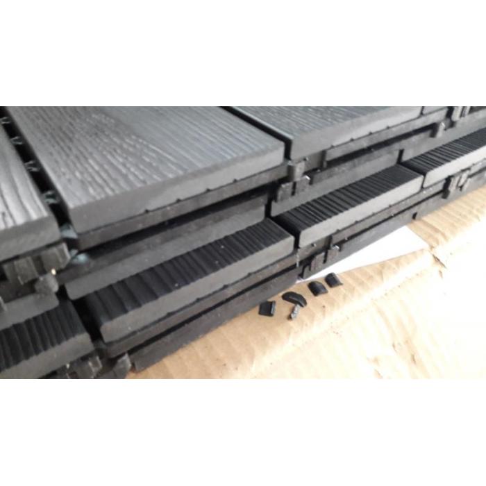 B-Ware (leicht beschdigt SK2) | WPC Bodenfliese HWC-E20, 3D-Struktur linear ~ 4x je 50x50cm = 1qm, geprgt anthrazit