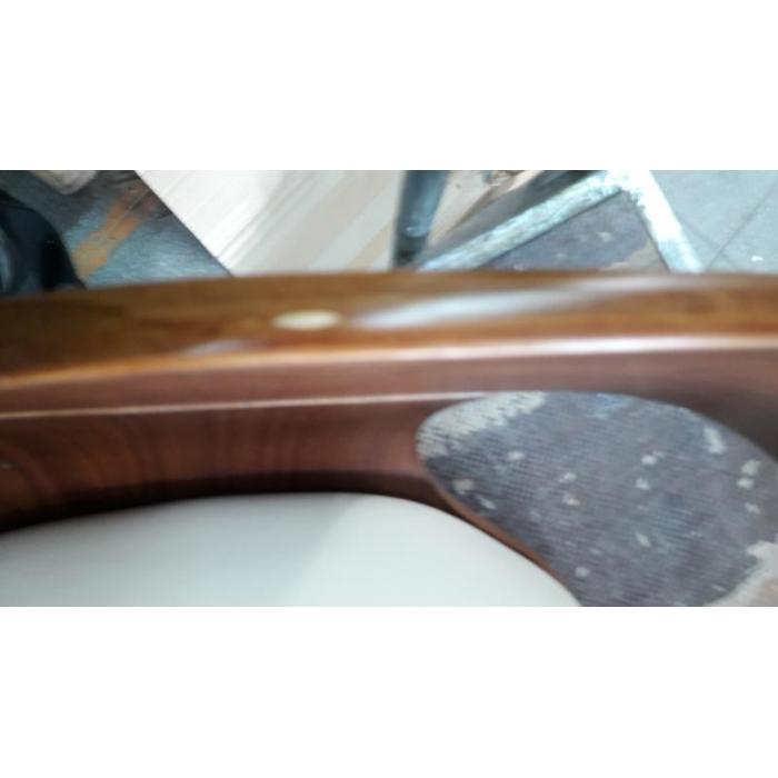B-Ware (Beide Armlehnen zerkratzt SK2) | Barhocker HWC-A47 Barstuhl Holz Bugholz Retro ~ Walnuss-Optik, Kunstleder creme