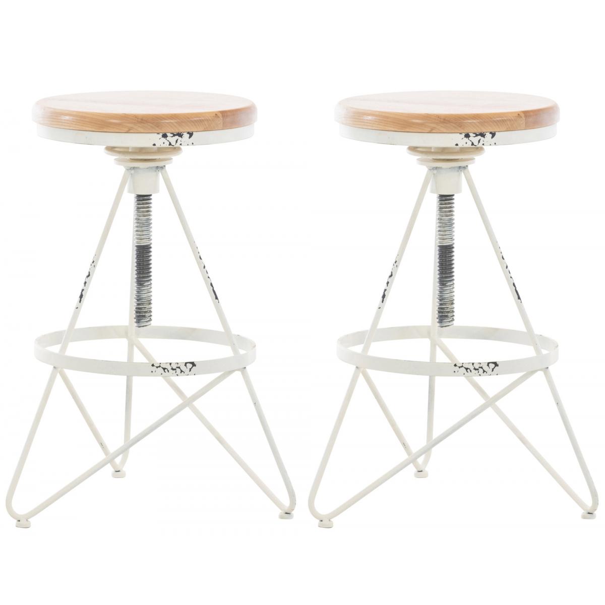 2er Set Barhocker HLO-CP22 ~ antik wei