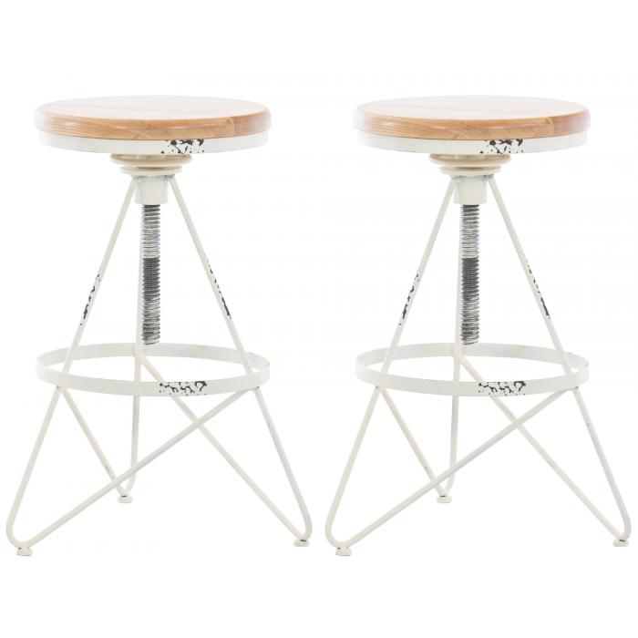 2er Set Barhocker HLO-CP22 ~ antik wei