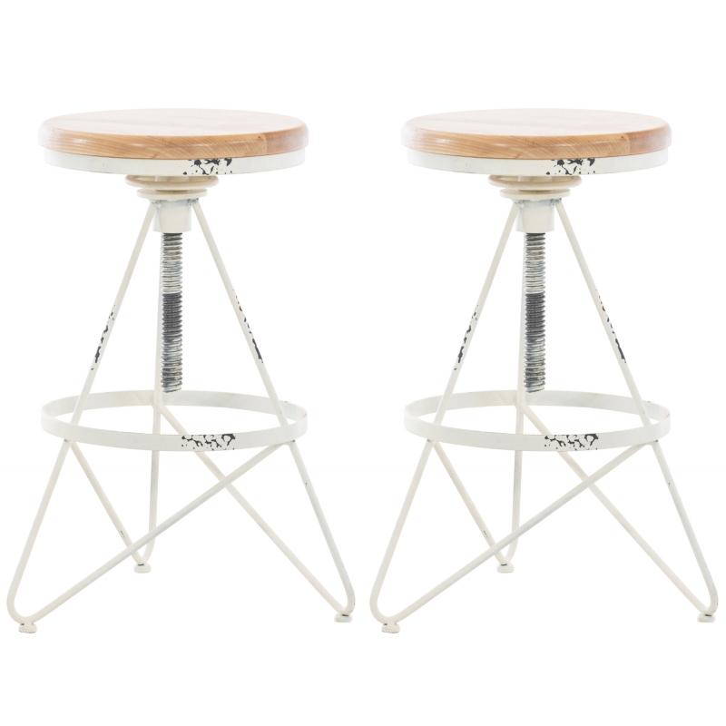 2er Set Barhocker HLO-CP22 ~ antik wei