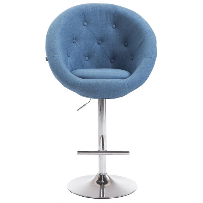 Barhocker HLO-CP88 V2 Stoff chrom ~ blau