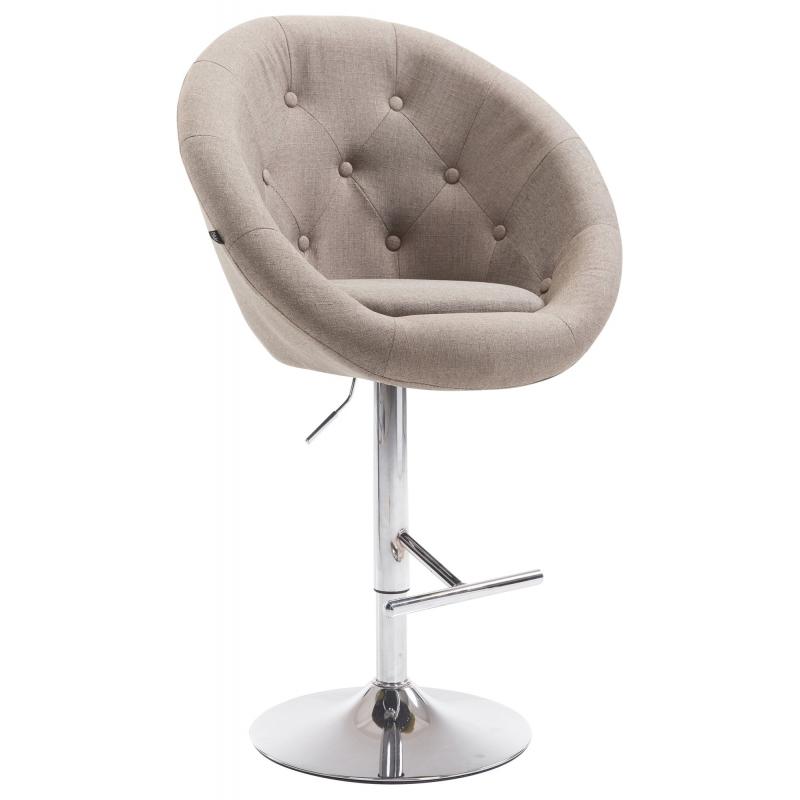 Barhocker HLO-CP88 V2 Stoff chrom ~ taupe