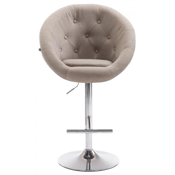 Barhocker HLO-CP88 V2 Stoff chrom ~ taupe