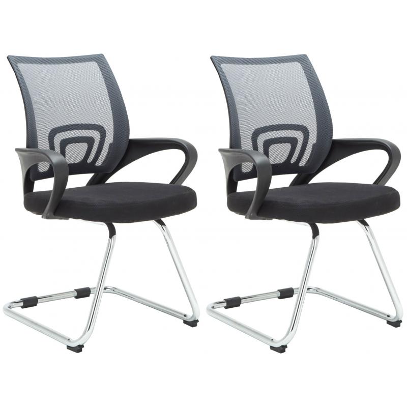 2er Set Besuchersthle HLO-CP81 ~ grau
