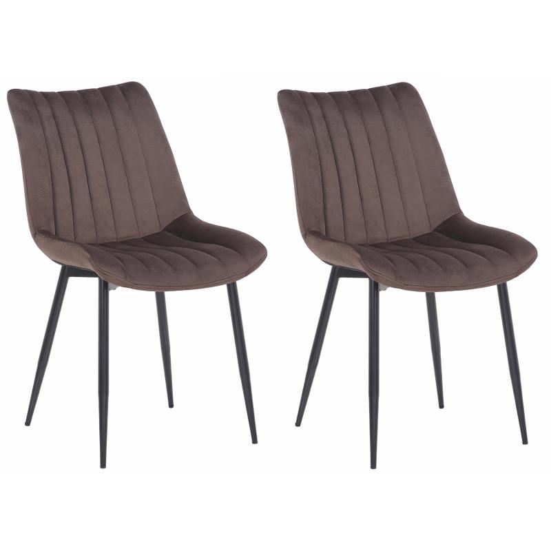 2er Set Stühle HLO-CP31 Samt ~ braun