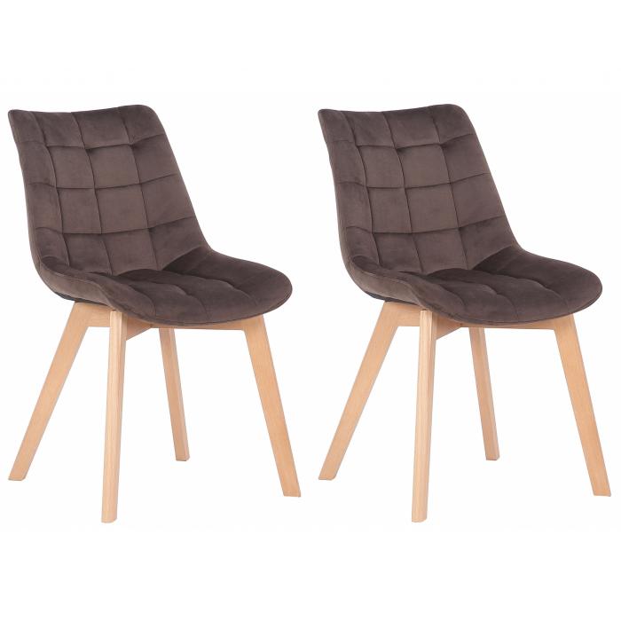 2er Set Esszimmersthle HLO-CP17 Samt ~ braun