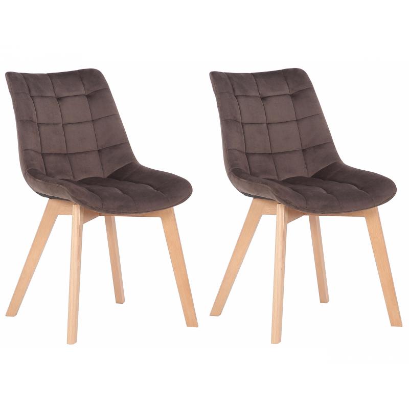 2er Set Esszimmersthle HLO-CP17 Samt ~ braun