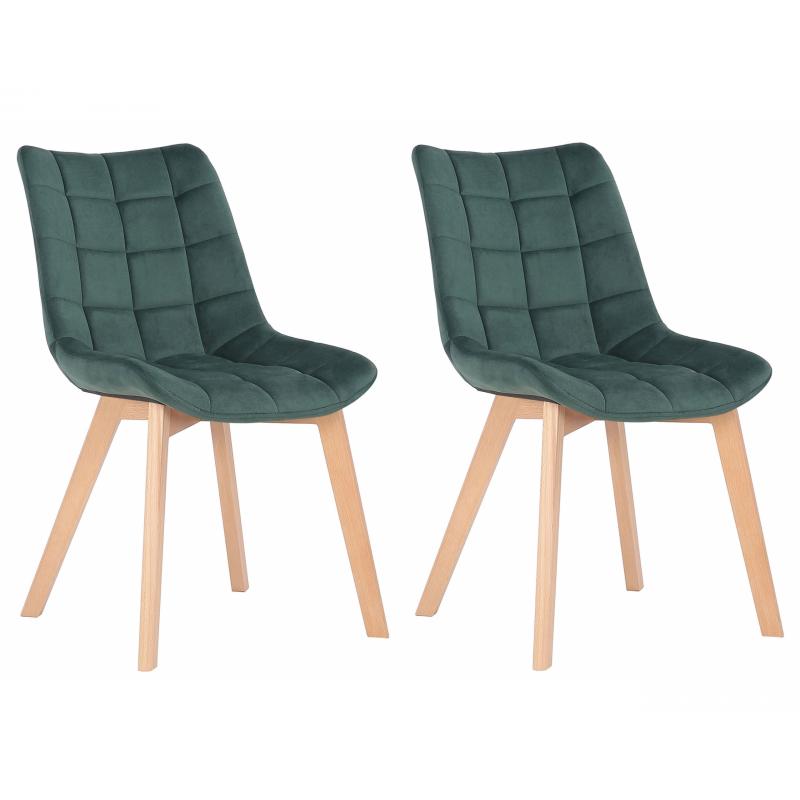 2er Set Esszimmersthle HLO-CP17 Samt ~ grn